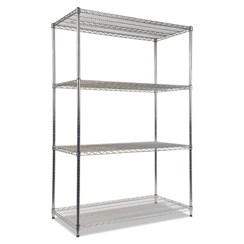  | Alera ALESW504824SR 48 in. x 24 in. x 72 in. NSF Certified Industrial Four-Shelf Wire Shelving Kit - Silver image number 0