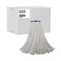 Mops | Boardwalk BWK720R 20 oz. Economical Lie-Flat Rayon Fiber Mop Head - White (12/Carton) image number 2