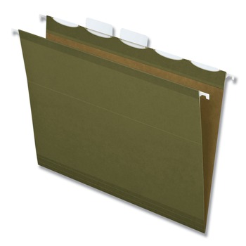 Pendaflex 1/5-Cut Ready-Tab Reinforced Letter Size Hanging File Folders - Standard Green (25/Box)
