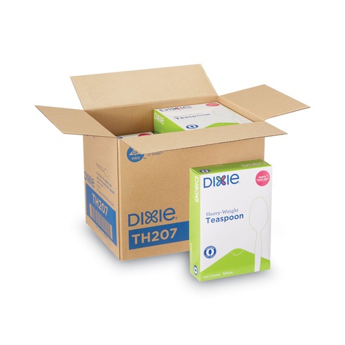 Just Launched | Dixie TH207 Heavyweight Teaspoons Plastic Cutlery - White (1000/Carton) image number 0