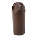 Trash & Waste Bins | Rubbermaid Commercial FG816088BRN Marshal 15-Gallon Plastic Round Classic Container - Brown image number 3