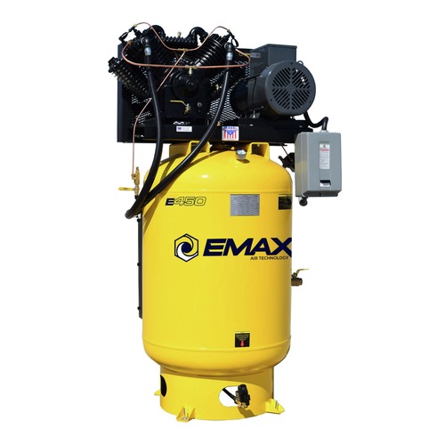 Stationary Air Compressors | EMAX ESP10V120V3 10 HP 120 gal. 2-Stage 3 Phase Solid Cast Iron Industrial V4 Pressure Lubricated Pump Plus SILENT AIR Compressor image number 0