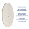 Cleaning & Janitorial Accessories | Boardwalk BWK4024NAT 24 in. Diameter Natural Burnishing Floor Pads - White (5/Carton) image number 4