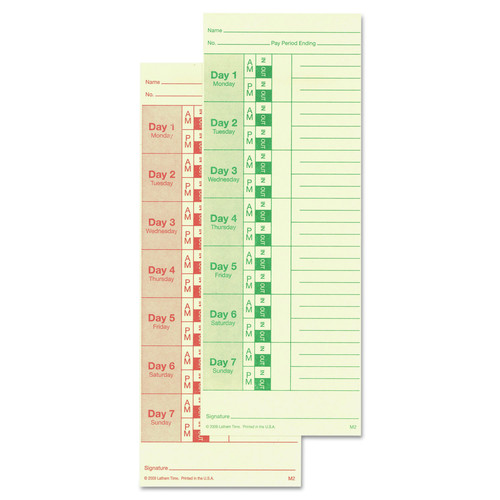 Office & Office Supplies | LZB M2-100 3.5 x 9 Two-Sided Time Clock Cards for All Standard Side-Print Time Clocks (100/Pack) image number 0