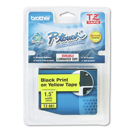 Bulk Savings Pricing 2 | Brother P-Touch TZE661 1.4 in. x 26.2 ft. TZe Standard Adhesive Laminated Labeling Tape - Black on Yellow image number 0