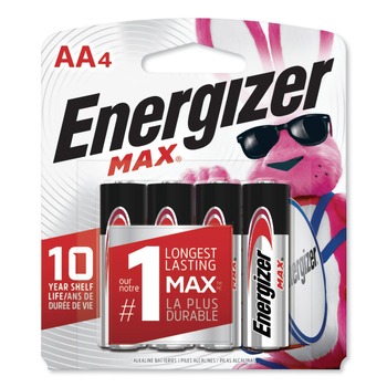 Energizer E91BP-4 MAX 1.5V Alkaline AA Batteries (4/Pack)