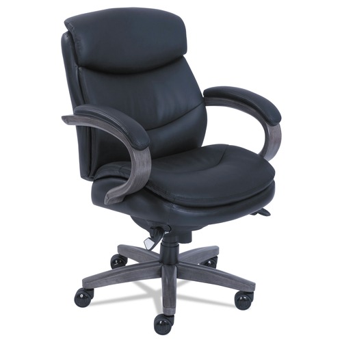 Office Jansan | La-Z-Boy 48963A 18.75 in. to 21.75 in. Seat Height Woodbury Mid-Back Executive Chair Supports Up to 300 lbs. - Black Seat/Back, Weathered Gray Base image number 0