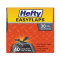 Trash Bags | Hefty E27744 30 in. x 33 in. 30-Gallon 0.85 mil Easy Flaps Trash Bags - Black (40/Box, 6 Boxes/Carton) image number 2