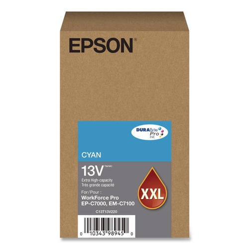 Ink & Toner | Epson T13V220 T13V220 (T13V) DURABrite Pro 8,000 Page-Yield Extra High-Yield Ink - Cyan image number 0