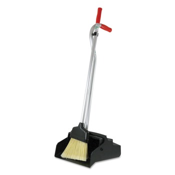 Unger 33 in. x 12 in. Metal Ergo Dustpan with Broom - Red/Silver
