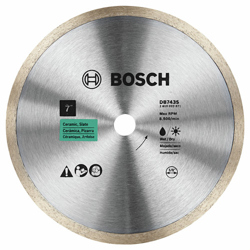 Circular Saw Blades | Bosch DB743S Standard Continuous Rim Clean Cut 7 in. Diamond Blade image number 0