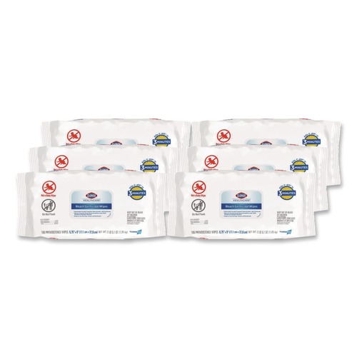 Cleaning Cloths | Clorox Healthcare 32621 6.75 in. x 9 in. 1-Ply Bleach Germicidal Disinfectant Wipes - Unscented/White (6/Carton) image number 0