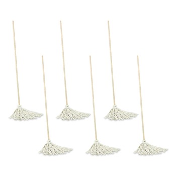Boardwalk Handle/Deck Mops with No. 12 Head and 48 in. Handle - White Cotton Head/Natural Wood Handle (6/Pack)