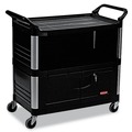 Utility Carts | Rubbermaid Commercial FG409500BLA 40.63 in. x 20.75 in. x 37.81 in. 300 lbs. Capacity 3 Shelves Plastic Xtra Equipment Cart - Black image number 0