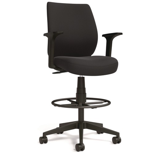 Office Chairs | Alera ALEWX4614 27.95 in. to 33.66 in. Seat Height Supports Up to 275 lbs. Fabric Wessex Drafting Stool - Black image number 0