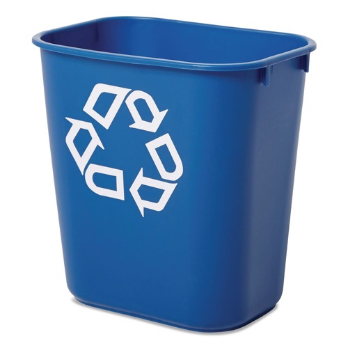 Trash & Waste Bins | Rubbermaid Commercial FG295573BLUE 13.63-Quart Rectangular Deskside Recycling Container - Small, Blue image number 0