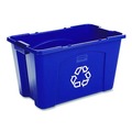 Trash & Waste Bins | Rubbermaid Commercial FG571873BLUE 18 Gallon Polyethylene Stacking Recycle Bin - Blue image number 0