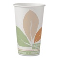Office Jansan | SOLO 316PLA-J7234 Bare Eco-Forward 16 oz. PLA Leaf Design Paper Hot Cups - White/Green/Orange (1000/Carton) image number 0
