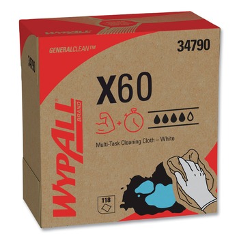 WypAll General Clean X60 POP-UP Box 8.34 in. x 16.8 in. Cloths - White (126/Box)