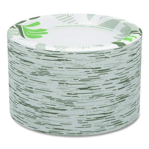 Bowls and Plates | Dixie SXP10PATH Pathways Soak Proof Shield Heavyweight 10-1/8 in. Paper Plates - Green/Burgundy (125/Pack) image number 0