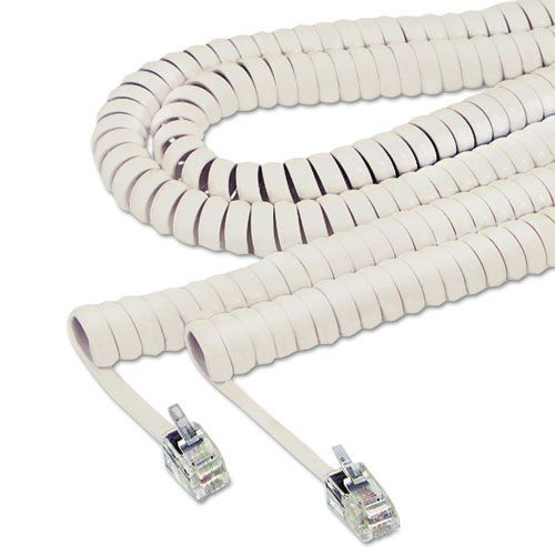 Office Electronics & Batteries | Softalk 42265 25 ft. Plug/Plug Coiled Phone Cord - Ivory image number 0