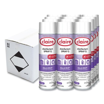 Claire 17 oz. Aerosol Spray Q Disinfectant - Lavender Scent (12/Carton)