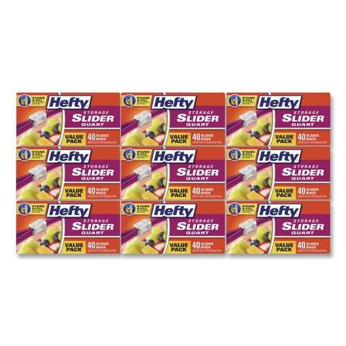 Food Service | Hefty 00R88075 8 in. x 7 in. 1-Quart Slider Stand and Fill Food Storage Bags - Clear (360/Carton) image number 0