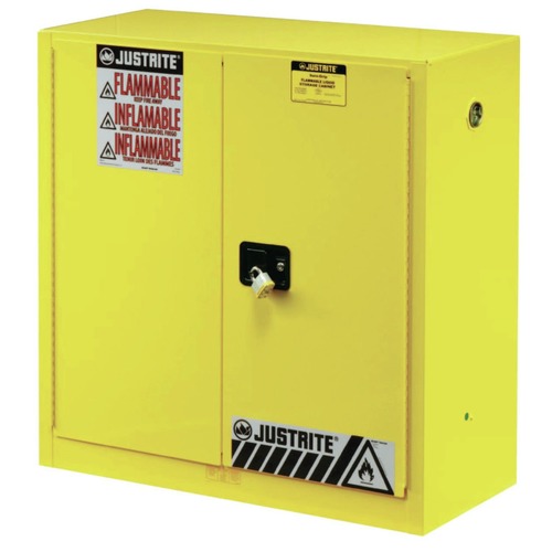 Safety Cabinets | Justrite 893000 30 gal. 1 Shelf 2 Doors Sure-Grip EX Manual Close Flammable Cabinet - Yellow image number 0