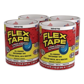Flex Seal Products Flex Tape 4 in. x 5 ft. 39 mil Thick 4 in. Core Strong Rubberized Waterproof Tape - White (4/Carton)
