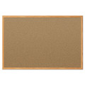 White Boards | Mead 85367 48 in. x 36 in. Economy Cork Board with Oak Frame - Tan Surface/Oak Finished Fiberboard (MDF) Frame image number 0