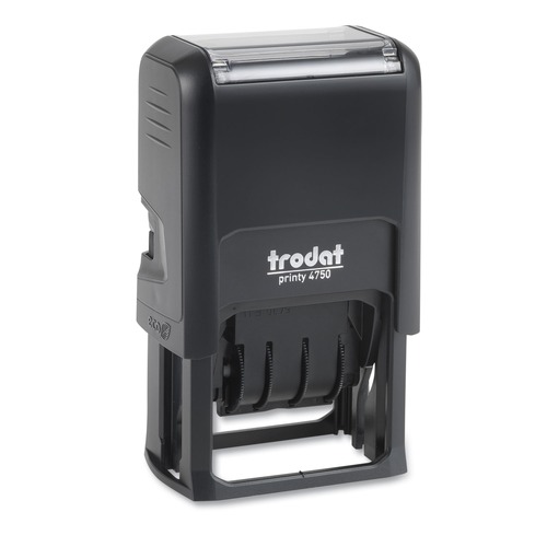 Stamps & Stamp Supplies | Trodat E4750 Printy 1.63 in. x 1 in. Custom Self-Inking Dater - Black/Blue/Red image number 0