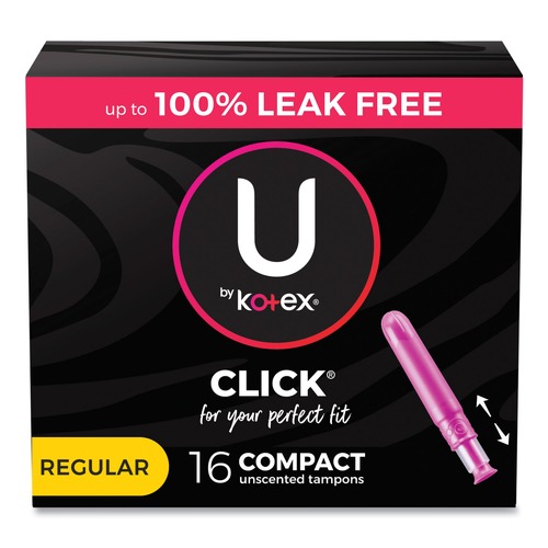 Cleaning & Janitorial Supplies | Kimberly-Clark 53445 U by Kotex Regular Click Compact Tampons (8 Packs/Carton) image number 0