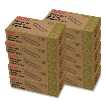 ACCO Jumbo Smooth Recycled Paper Clips - Silver (1000/Pack)