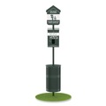 Trash & Waste Bins | Furloo FLO1HSG Pet Waste Station with Header Bag Locking Dispenser, 11.5 Gallon Round Lidded Trash Can, Pole, and Glow-in-the-Dark Sign image number 1