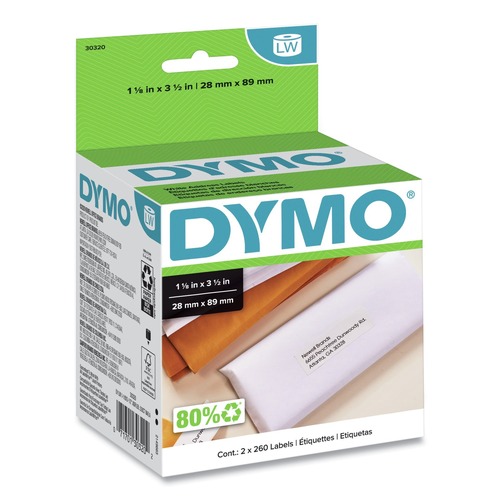 Office Jansan | DYMO 30320 LabelWriter 1.12 in. x 3.5 in. Address Labels - White (2/Box) image number 0