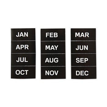MasterVision FM1108 2 in. x 1 in. Months of Year Interchangeable Magnetic Board Accessories - Black/White (12/Pack)