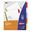 Office Jansan | Avery 11121 Big Tab 11 in. x 8.5 in. 5-Tab Double-Sided Gold Edge Reinforcing Insertable Dividers - Assorted Tabs/White (1-Set) image number 0
