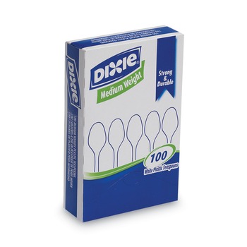 CUTLERY | Dixie TM207 Heavy Mediumweight Plastic Cutlery Teaspoons - White (100/Box)