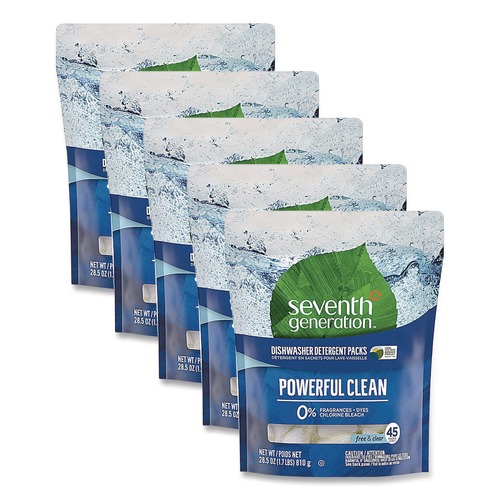 Cleaning & Janitorial Supplies | Seventh Generation 10732913451804 Natural Automatic Dishwasher Detergent Packs - Free and Clear (5/Carton) image number 0