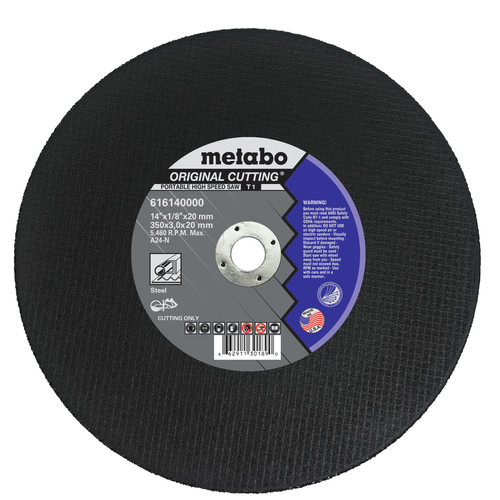 Grinding, Sanding, Polishing Accessories | Metabo 616140000 14 in. x 1/8 in. A24N Type 1 Cutting Wheel (10-Pack) image number 0