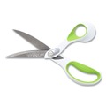 Office Jansan | Westcott 16445 9 in. Long, 4.5 in.Cut Length CarboTitanium Bonded Scissors - White/Green Bent Handle image number 1