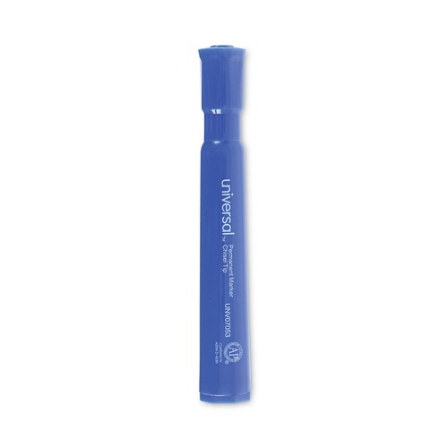 Permanent Markers | Universal UNV07053 Broad Chisel Tip Permanent Marker - Blue (1 Dozen) image number 0