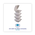  | Boardwalk HL-66BW 6 in. x 6 in. x 3.19 in. 1-Compartment Hinged-Lid Sugarcane Bagasse Food Containers - White (125/Sleeve, 4 Sleeves/Carton) image number 6