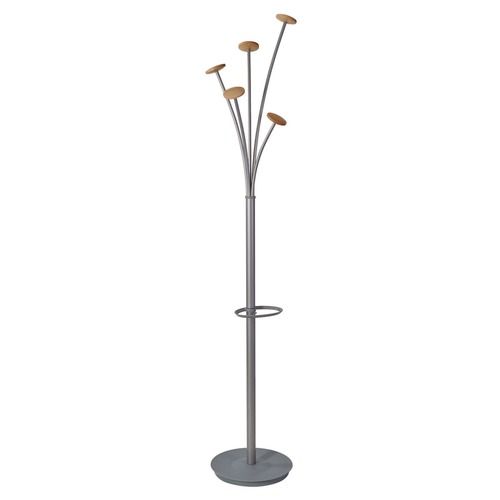 Cleaning & Janitorial Supplies | Alba PMFESTWM 13.97 x 14 x 73.62 Festival 5-Knob Coat Stand with Umbrella Holder - Gray image number 0