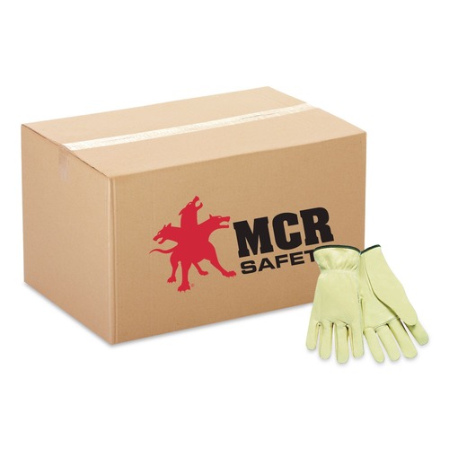 Work Gloves | MCR Safety 3200L Full Leather Cow Grain Driver Gloves - Large, Tan (12 Pairs) image number 0