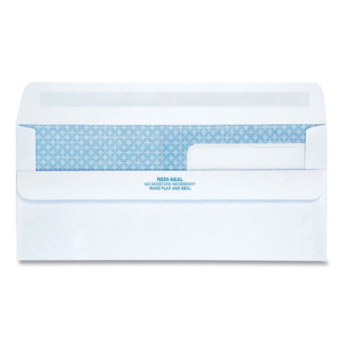 Office Jansan | Quality Park QUA24519 Double Window Redi-Seal Security-Tinted Envelope, #9, Commercial Flap, Redi-Seal Closure, 3.88 X 8.88, White, 250/carton image number 0