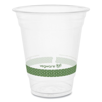 Vegware 12 oz. 96-Series Compostable Cold Cup - Clear/Green (1000/Carton)