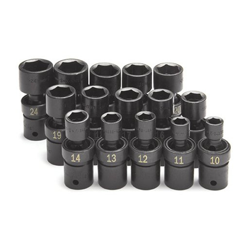 Sockets | SK Hand Tool 34350 15-Piece 1/2 in. Drive 6-Point Metric Swivel Impact Socket Set image number 0