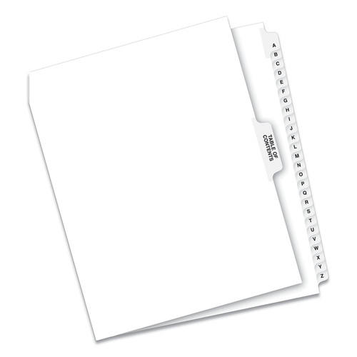 Office Jansan | Avery 11374 11 in. x 8.5 in. 27-Tab A to Z Avery Style Preprinted Legal Exhibit Side Tab Index Dividers - White (1-Set) image number 0