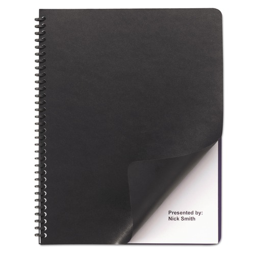 Leather-Look Presentation Covers for Binding Systems, Black, 11.25 x 8.75, Unpunched, 50 Sets/Pack Leather-Look Presentation Covers for Binding Systems, Black, 11.25 x 8.75, Unpunched, 50 Sets/Pack